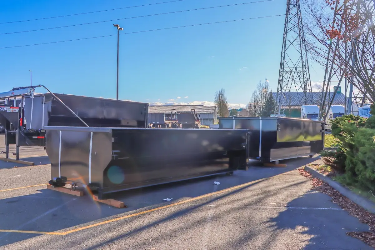 Roll-off dumpster ready for waste disposal at job site for 8 Yard Dumpster Rental in Costa Mesa